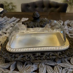 NEW Beautiful Gracious Goods GG Acanthus Leaf Metal Scroll Butter Dish